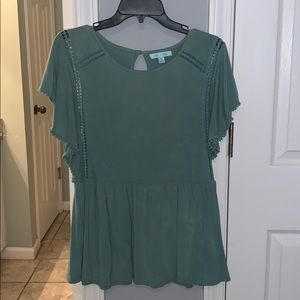 teal blouse